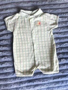 Disney Light Green Plaid One-Piece Romper
